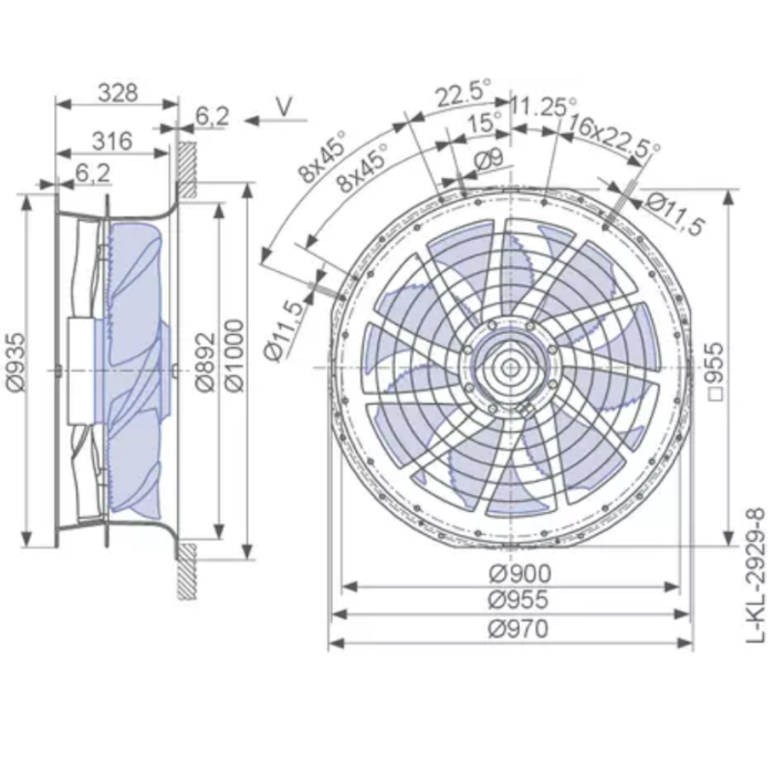 Ventilador axial 800mm de material composto (exaustor e insuflador) - Image 2
