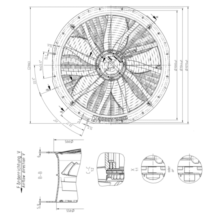 Ventilador axial 910mm de material de composto (exaustor insuflador) - Image 2