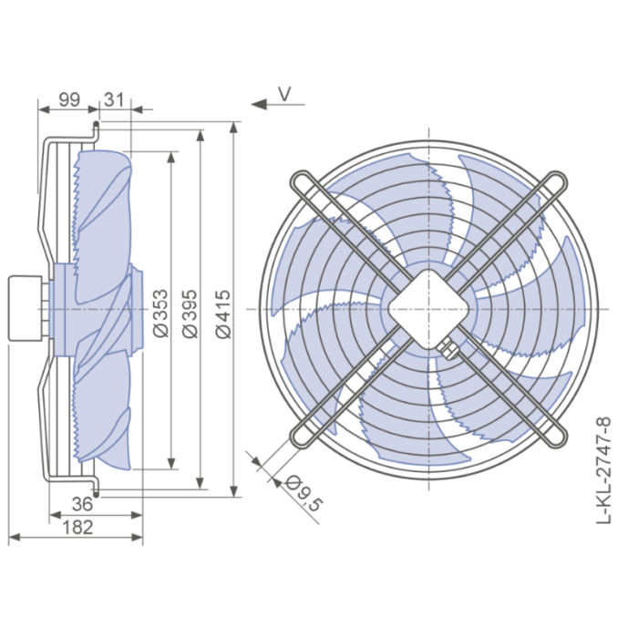 Ventilador axial 350mm grade cesto - Image 3