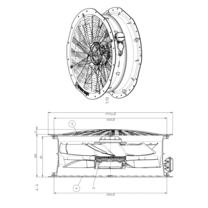 Ventilador axial 910mm de material de composto (exaustor insuflador) - Image 3